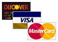 We accept Discover, MasterCard and Visa
